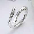 wholesale S925 Sterling Silver Unisex English Graffiti Adjustable Open Ring Trendy Cool Index Finger Ring High-End-0-2