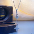 wholesale 999 Silver Maker S999 Dreamy Meteor Four-Leaf Clover Tassel Necklace, Niche Design, High-End Fashion, Minimalist Collarbone Chain-0-2