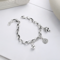 wholesale S925 Silver Retro Vintage Rabbit Peace Cat Personalized Creative Design Trendy Style Chunky Bracelet-0-1