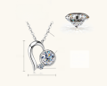 wholesale Pure silver small heart-shaped moissanite necklace for women with a stylish design, a minimalist pendant, and a collarbone chain, perfect as a meaningful gift-0-6
