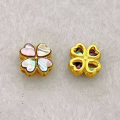 wholesale Gold-plated S925 Silver Natural White Shell Clover Spacer Beads Semi-finished DIY Jewelry Bracelet Necklace Accessories-0-6