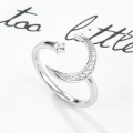 wholesale S925 Sterling Silver Zircon Star and Moon Ring Sweet Little Fresh Light Luxury Gorgeous Adjustable Open Ring-0-1