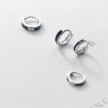 wholesale S925 silver black and white drip glaze ear clips Korean version minimalist and stylish small hoop earrings cartilage stud earrings E7020-0-0
