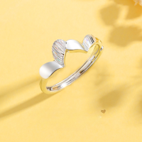 wholesale S925 Sterling Silver Iridescent Heart Open Ring for Women, Light Luxury, Niche Design, High-End Trendy Minimalist Band Wholesale-Light Luxury Colorful Heart Open Ring/Approximately 1.66g&gt;JZ016220 Sterling Silver