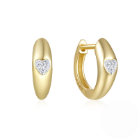 wholesale 925 Sterling Silver With Zircon Accent Chain Style Hoop Earrings, European And American Design-Gold #4