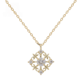 wholesale 9K solid gold jewelry women's Japanese-style minimalist Moissanite hollow snowflake-shaped pendant necklace-0-0