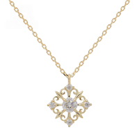wholesale 9K solid gold jewelry women's Japanese-style minimalist Moissanite hollow snowflake-shaped pendant necklace-9K Light Luxury Snowflake Necklace>9K