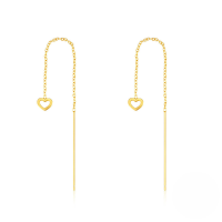 wholesale S925 Sterling Silver Mini Tassel Chain Heart Versatile Ear Thread Earrings, Korean Japanese Style, Small Batch Design-Gold 925 silver