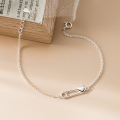 wholesale S925 Silver Fresh and Sweet Ins-style Niche Designed Exquisite Heart-shaped Paperclip Bracelet S7976-0-2