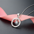 wholesale S925 Sterling Silver Full Diamond Japanese Korean Style Fashion Round Necklace with Jumping Heart Pendant Collarbone Chain for Women Wholesale-0-0