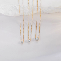 wholesale 18K Gold Pave-Set Melee Diamond Necklace, Clavicle Chain with Lab-Grown Diamonds-18K yellow 20 points