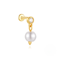 wholesale S925 Sterling Silver Exquisite Australian Opal Marquise Zircon Flat Spiral Cartilage Ear Stud Hot Sale Geometric Ear Jewelry-Single gold #12