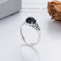 wholesale S925 Silver Cloud Tide Pavilion Fashion Korean Style Blue Star Sand Zircon Personality Trend Design Versatile Openable Ring-YJ1239M/approx. 2.1g Adjustable opening