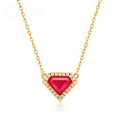 wholesale 925 silver plated with 10K gold, Japanese retro style red corundum shield women's geometric classic necklace for wholesale-0-0