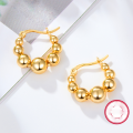 wholesale Sterling Silver S925 Earrings New Arrival Elegant High-end Hoop Geometric Sphere Beaded Earrings for Women Cross-border Exclusive Jewelry-0-1