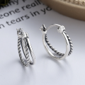 wholesale S925 Sterling Silver Ins-style Minimalist Twist Double-layer Ear Clasp Elegant and Graceful Hoop Earrings-0-0