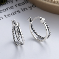 wholesale S925 Sterling Silver Ins-style Minimalist Twist Double-layer Ear Clasp Elegant and Graceful Hoop Earrings-YFR039/1.92g 925 silver