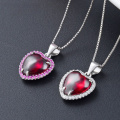 wholesale S925 Silver Korean Style Ethereal Pendant with Romantic Heart-Shaped Diamond-Cut Red Corral Necklace-0-2