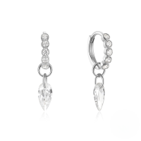 wholesale 925 Sterling Silver Geometric Teardrop Crystal French Ear Clasp, Minimalist Chic Earring-Platinum-White Diamond 925 Silver