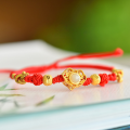 wholesale [925 Silver Gold Plated] New Chinese Style Heirloom Certificate Auspicious Lock Inlaid with Hetian Jade Red Hand-Braided Rope Bracelet for Women-0-0