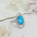 wholesale S925 silver jewelry manufacturer wholesale French design retro British style synthetic opal ring-0-5