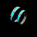 wholesale 925 Sterling Silver Ocean Starry Night Glow Couple Rings, Ins Style Niche Premium Lake Blue Luminous Matching Bands for Men and Women-0-2