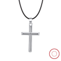 wholesale S925 Sterling Silver White Gold Plain Cross Fashion Leather Cord Jewelry Hip Hop Accessories-0-4