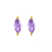 wholesale S925 Sterling Silver Colorful Marquise Single Zircon Stud Earrings,ins-Gold-purple diamond