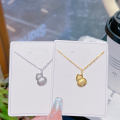wholesale 925 Sterling Silver Light Luxury Minimalist Interlocking Circle Pendant Necklace with Micro-Paved Zirconia-0-12