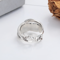 wholesale S925 Silver Cloud Tide Pavilion Fashion Retro Creative Leaf Design Fresh and Stylish Versatile Open Ring-0-2