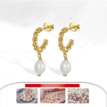 wholesale S925 Sterling Silver Twisted Rope Natural Freshwater Pearl Dangle Earrings, Elegant and Vintage, Direct from Manufacturer-0-2