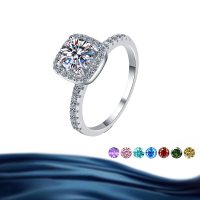 wholesale S925 Sterling Silver 25 Carat Moissanite Ring Fashion Light Luxury Four-Prong Square Setting Silver Jewelry-2.5 carat Moissanite ring white US size 7