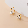 wholesale 925 Sterling Silver Geometric Round Diamond Hollow Ear Studs Women's Korean Style Short Earrings Ear Jewelry M00729-0-1