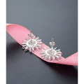 wholesale S925 Sterling Silver Sunflower Stud Earrings Women Korean Style Inlaid T-Square Diamonds Sweet Temperament Flower Earrings Cross-Border Supply Wholesale-0-2