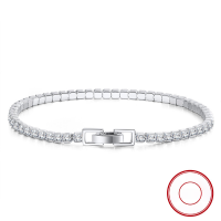 wholesale S925 Sterling Silver Single Row No Hole Square Zircon Tennis Bracelet, Direct from Manufacturer-Width 2.5mm, length 16.5cm, weight 4.7g>925 silver