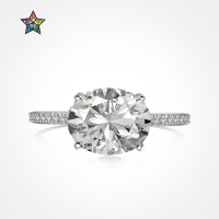 wholesale S925 Sterling Silver 2-Carat Simulated Engagement Ring for Women with Zircon, High-End Sense Women's Hand Jewelry-Platinum DY120946-SW-WH 6