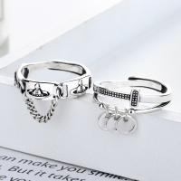wholesale Metal S925 Chain Planet Roman Numeral Vintage Ring Saturn Pattern Trendy Hip-hop Ins Style New-YJ041/B model is about 3g> the opening is adjustable