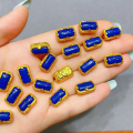 wholesale S925 silver gold-plated natural lapis lazuli accessories, gourd spacer beads bracelet DIY semi-finished products-0-11
