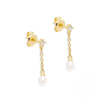 wholesale S925 Sterling Silver Rhinestone Pearl Fringe Earrings, Minimalist Korean Style Ins Ear Wires-Gold-Style 2 925 Silver