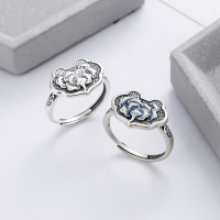 wholesale S925 Sterling Silver Vintage Ruyi Lock Butterfly Bamboo Joint Floral Ancient Pastoral Style Creative Versatile Open Adjustable Ring-YJF765A approx. 4.7g  925 silver