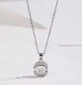 wholesale S925 Sterling Silver Maker's New Square Mixed Diamond CZ Pendant for Women, Elegant, Sophisticated, and Versatile Jewelry-0-6