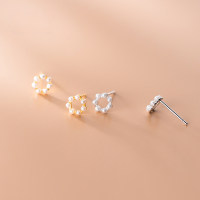 wholesale S925 Sterling Silver Earrings, Korean-style Fresh Hollow-Out Flowers with Synthetic Pearls Sweet Ear Accessories G7004-S925 silver pair silver model 925 silver