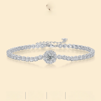 wholesale S925 Sterling Silver Moissanite Bracelet, New European and American Style Light Luxury Handmade Jewelry, Source Direct Wholesale Chain-50 point Moissanite 925 silver