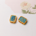 wholesale S925 silver gold-plated Morandi-colored five-strand oil-drip enamel square bead accessories for DIY bracelet and necklace-0-4