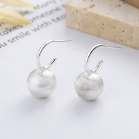 wholesale S925 Sterling Silver Frosted Matte Brushed Finish Round Ball Ear Studs Minimalist Elegant Luxury Style Women's Earrings-198FR/approx. 4.2g 925 silver