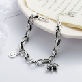 wholesale S925 Sterling Silver Vintage Elephant Smile Chunky Chain Bracelet for Women, Minimalist and Versatile with an Ins Style-0-1
