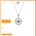 wholesale S925 Sterling Silver Moissanite Touch Pendant Necklace for Women with Chain, Gift Accessory, Light Luxury High-End Feeling Necklace-0-2