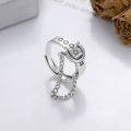 wholesale S925 Silver Retro Vintage Ins Style Buckle-Type Tassel Chain Trendy Open Ring-0-1