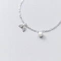 wholesale S925 Silver Korean Style Small Fresh Hollow-Out Diamond-Inlaid Mermaid Tail Elegant Pearl Hand Ornament S3934-0-4