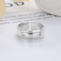 wholesale S925 Sterling Silver Retro Fashion Minimalist European and American Letter Open Ring Geometric Versatile Trendy Ring for Women-0-2